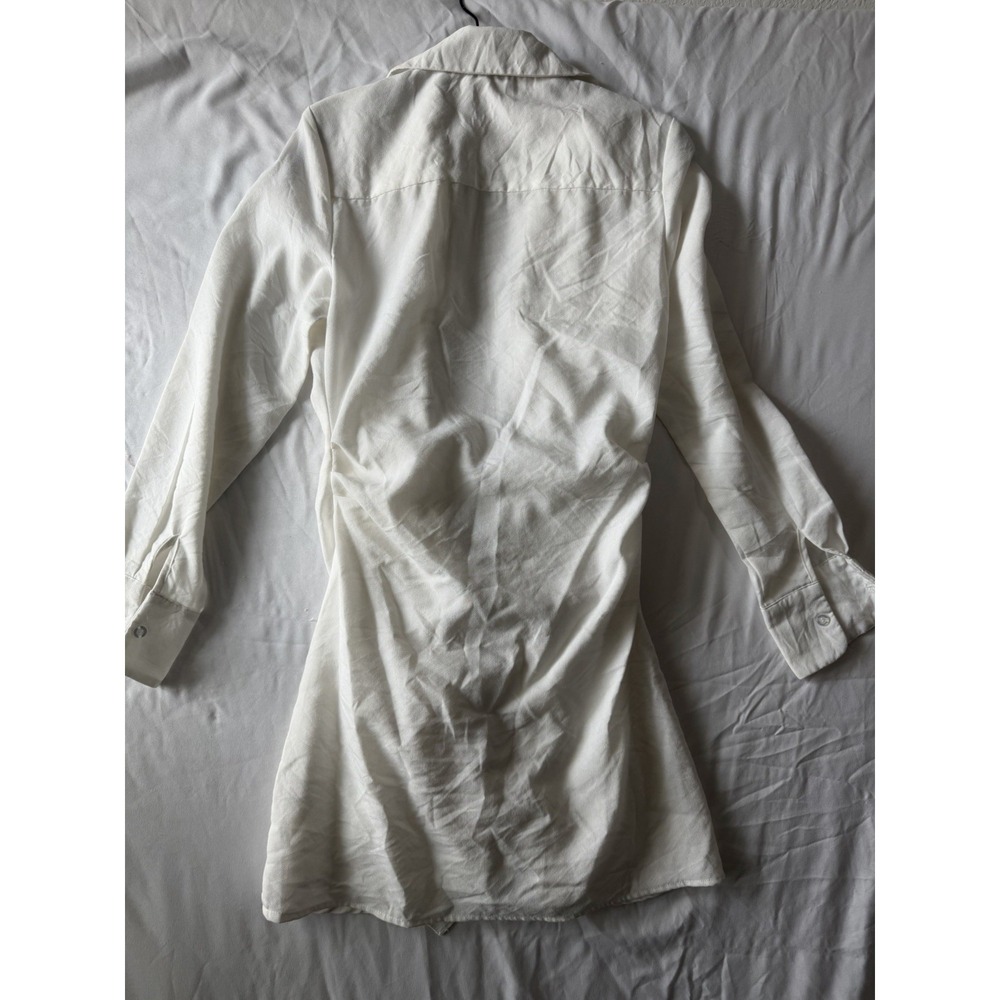 Nasty Gal Collection White Twist Front Shirt Dress Women's US 4 UK 8 - Picture 2 of 8